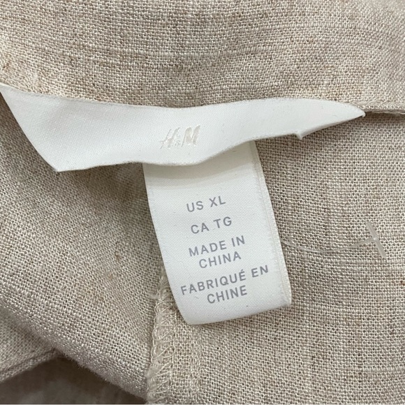 H&M Beige Linen Blend V Neck Button Front Jumpsuit Romper Size XL - Picture 13 of 16